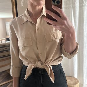 Babaton Aritzia Utility Shirt Sand XS